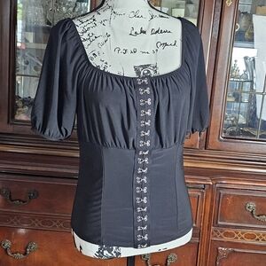 Corset Style Short/Puff Sleeve Top sz-Lg